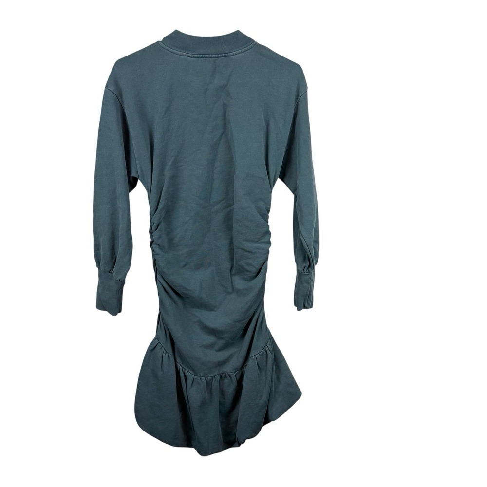 Something Navy Ruched Sweatshirt Dress Mini Bubble Hem Green Size S - Picture 3 of 6